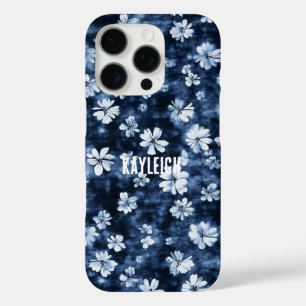Funda iPhone 16 Pro Denim Blue Flowers