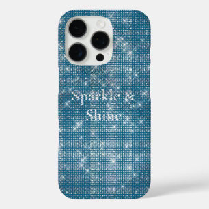 Funda iPhone 16 Pro Denim Blue Glitzy Moda Glam Sparkle