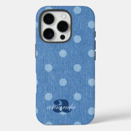 Funda iPhone 16 Pro Denim Washed Polka Dot