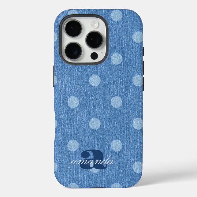 Funda iPhone 16 Pro Denim Washed Polka Dot (Reverso )