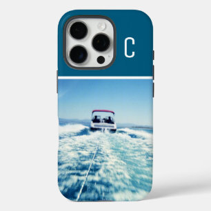 Funda iPhone 16 Pro Deportes náuticos Foto vertical monogramada Océano