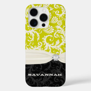 Funda iPhone 16 Pro Diamante de imitación De Faux Impresa De Lime Y Of