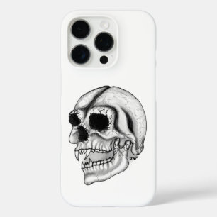 Funda iPhone 16 Pro Diseño blanco y negro de cráneo de vampiros