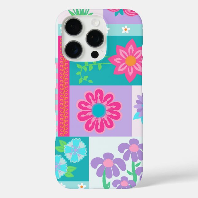 Funda iPhone 16 Pro Diseño de flores vibrantes en flor (Reverso )