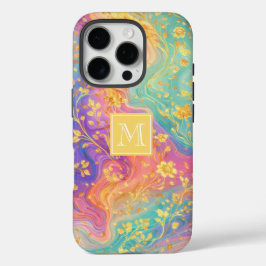 Funda iPhone 16 Pro Diseño de monograma floral abstracto moderno con b