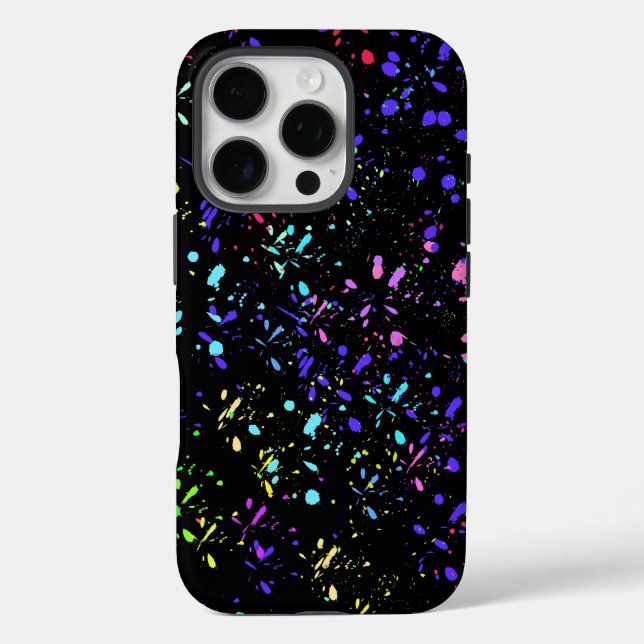 Funda iPhone 16 Pro Diseño de patrones artísticos en negro (Reverso )