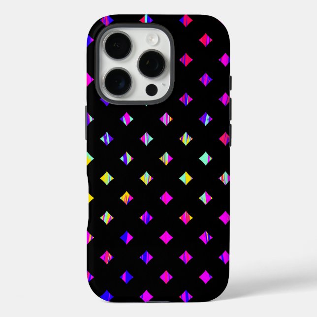 Funda iPhone 16 Pro Diseño de patrones de diamantes artísticos (Reverso )