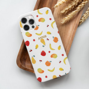 Funda iPhone 16 Pro Diseño de patrones de múltiples frutas con colores