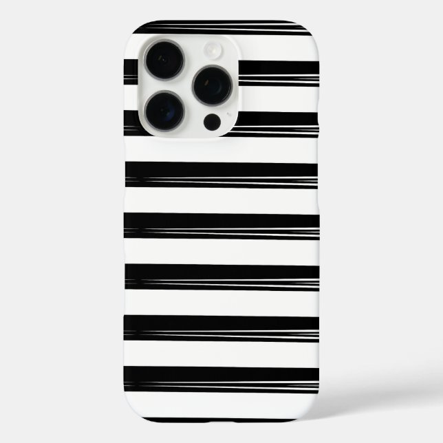 Funda iPhone 16 Pro Diseño de patrones elegantes en blanco y negro (Reverso )