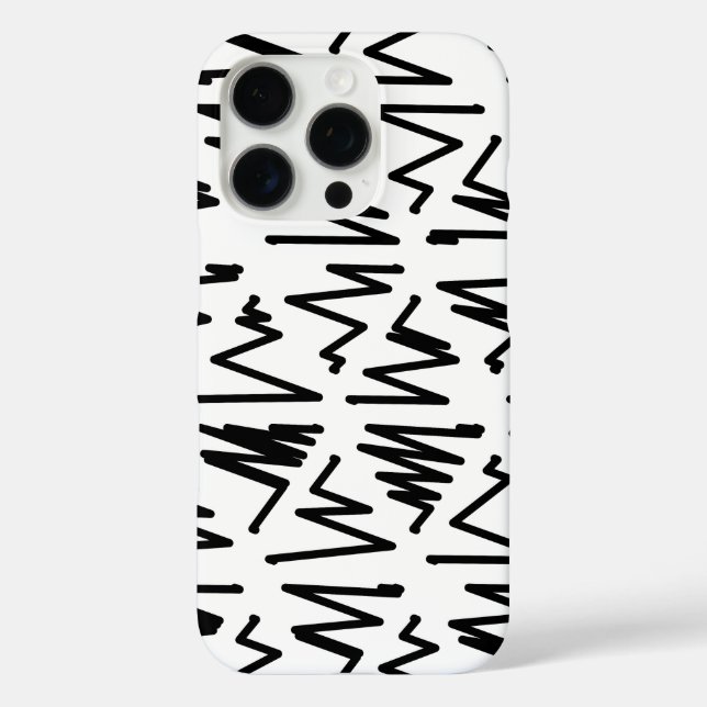 Funda iPhone 16 Pro Diseño de patrones en blanco y negro (Reverso )