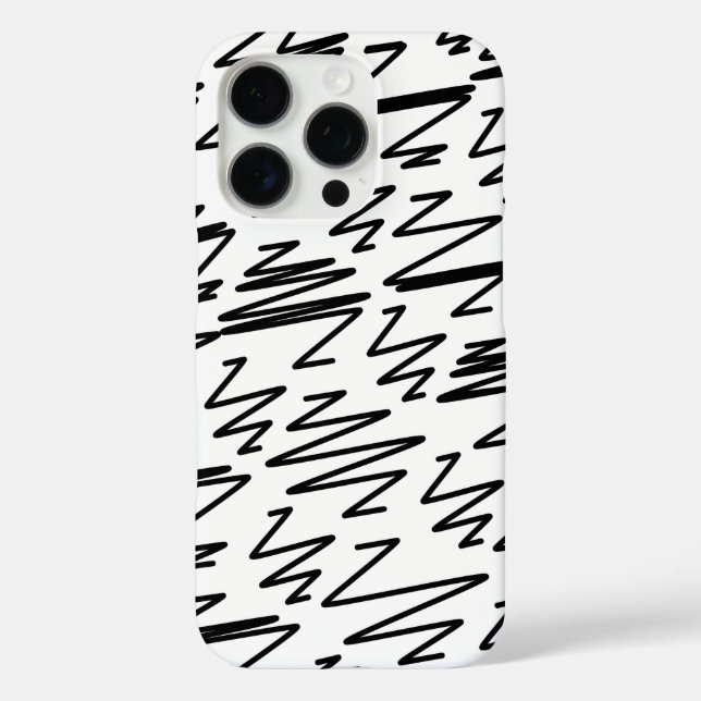 Funda iPhone 16 Pro Diseño de patrones en blanco y negro (Reverso )