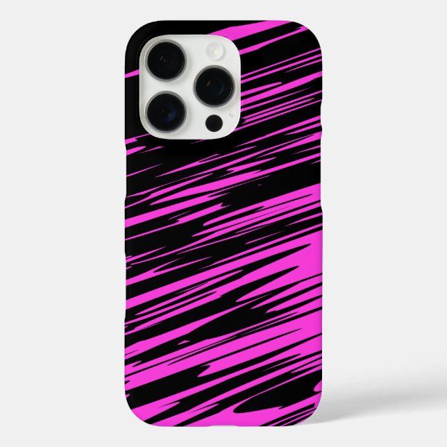 Funda iPhone 16 Pro Diseño de patrones en rosa caliente y negro (Reverso )