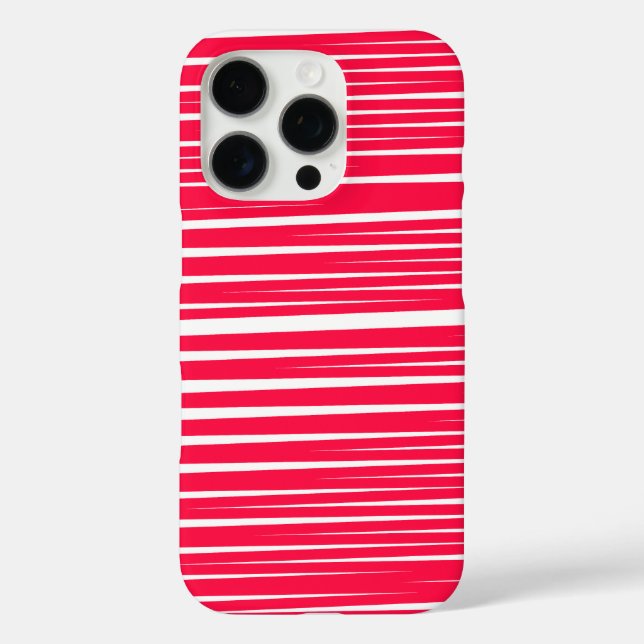 Funda iPhone 16 Pro Diseño de Stripe en Rojo y Blanco (Reverso )