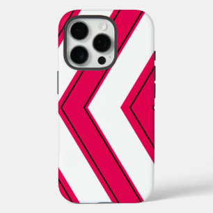 Funda iPhone 16 Pro Diseño del patrón de cheurón en rojo y blanco