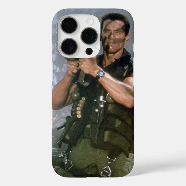 Funda iPhone 16 Pro Disparo de cohetes de Arnold Schwarzeneger (Reverso )