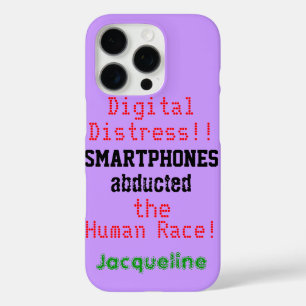 Funda iPhone 16 Pro Distancia digital Smartphone Cita humorística púrp