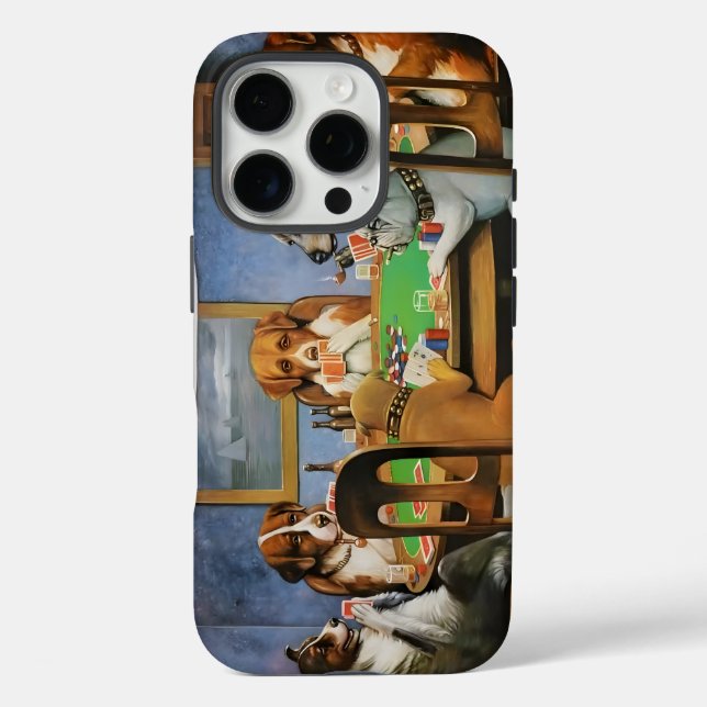 Funda iPhone 16 Pro Dogs Playing Poker by Cassius Marcellus Coolidge's (Reverso )
