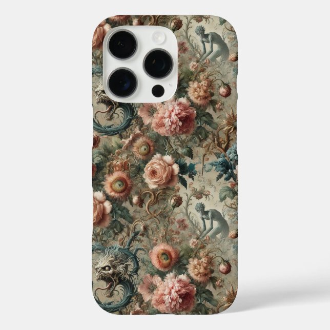 Funda iPhone 16 Pro Doom habitable - Diseño floral gótico victoriano (Reverso )