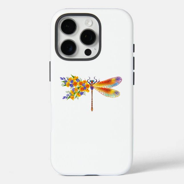 Funda iPhone 16 Pro Dragón de flores amarillas (Reverso )