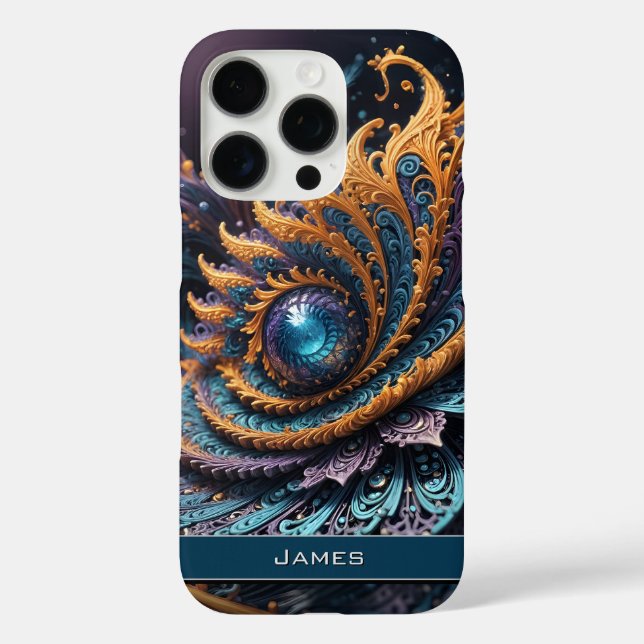 Funda iPhone 16 Pro Dragon Eye Moderno Abstracto Nombre fractal geomét (Reverso )