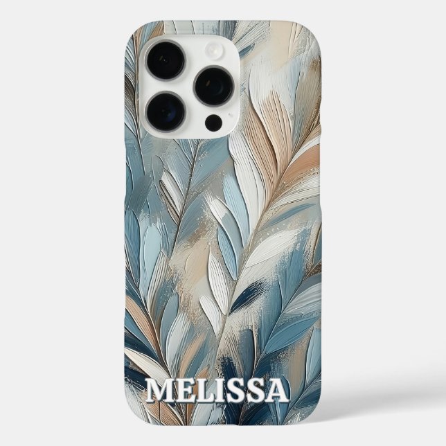 Funda iPhone 16 Pro Dusty Blue Elegance in Acrylic With Name (Reverso )