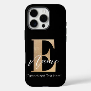 Funda iPhone 16 Pro E & Nombre inicial monogramado moderno personaliza