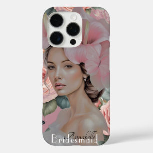 Funda iPhone 16 Pro Eérea de ensueño Dusty Pink Floral Art Bridesmaid