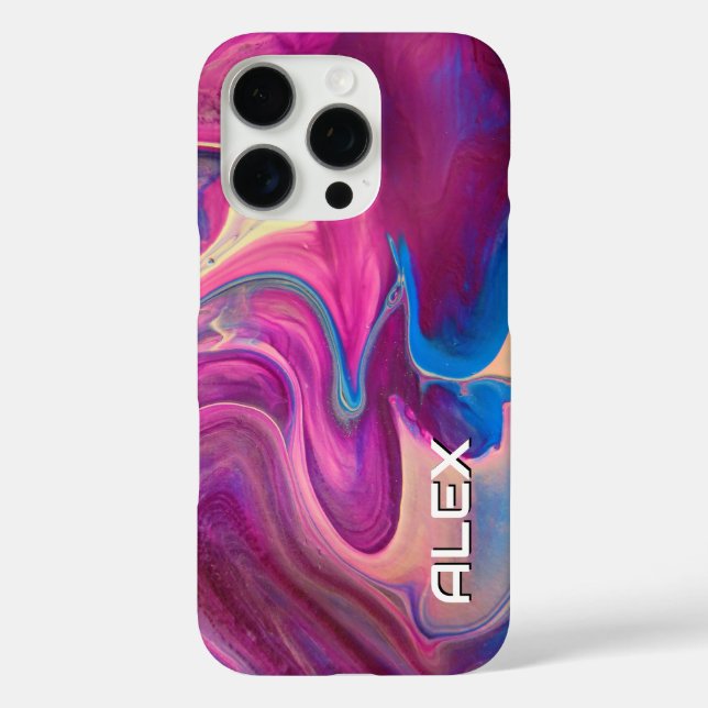 Funda iPhone 16 Pro Efecto de marmol de pintura - Swirl rosa, azul y c (Reverso )