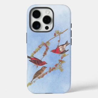 Funda iPhone 16 Pro El arte vintage de las aves rojas fincas de Audubo