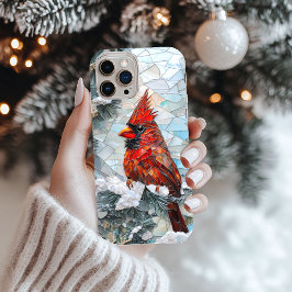 Funda iPhone 16 Pro El Cardenal De Invierno Adorable Bird Faux Stained
