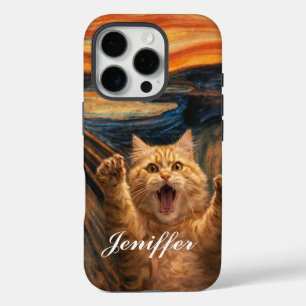 Funda iPhone 16 Pro El Grito Parodia Arte Gato