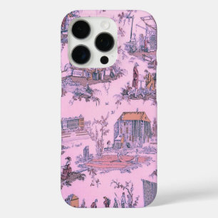 Funda iPhone 16 Pro El Toile rosa francés de Jouy Chinoiserie estilo r