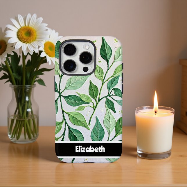 Funda iPhone 16 Pro Elegancia botánica Flor verde de hojas (Subido por el creador)