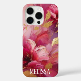 Funda iPhone 16 Pro Elegancia en oro fucsia en acrílico con nombre