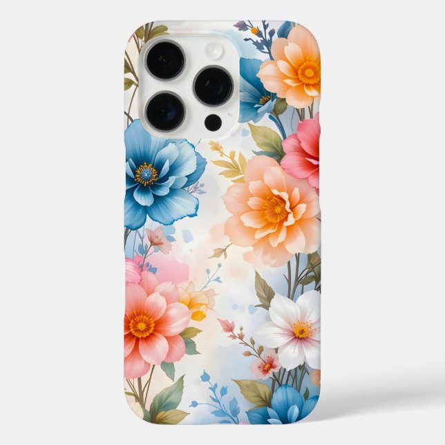 Funda iPhone 16 Pro Elegante acuarela Floral Patten diseño (Reverso )