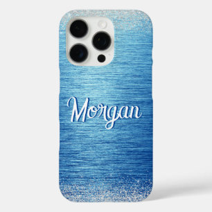 Funda iPhone 16 Pro Elegante Blue Silver Modern Personalizado