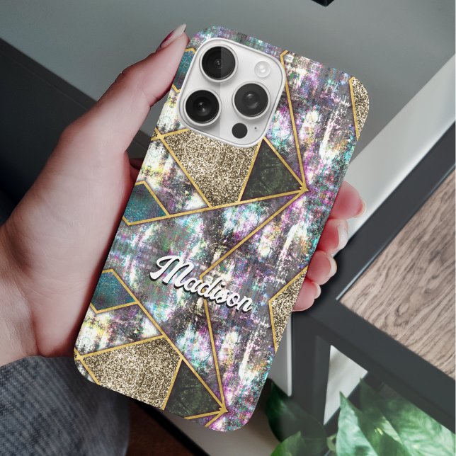 Funda iPhone 16 Pro Elegante iridiscente giratorio geométrico (Subido por el creador)