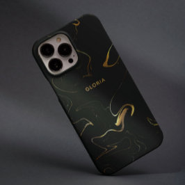 Funda iPhone 16 Pro Elegante Mármol dorado sobre el nombre personaliza