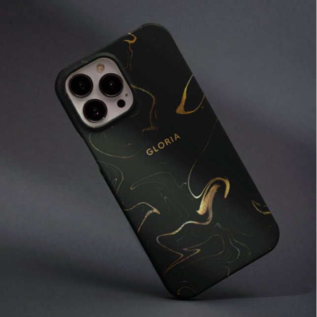 Funda iPhone 16 Pro Elegante Mármol dorado sobre el nombre personaliza (Subido por el creador)