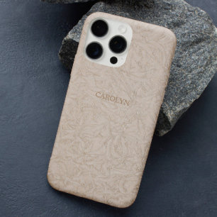 Funda iPhone 16 Pro Elegante Moda Beige Motif Embosante Personalizado 