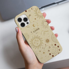 Funda iPhone 16 Pro Elegante Moda de moda Zodiac Celestial dorado