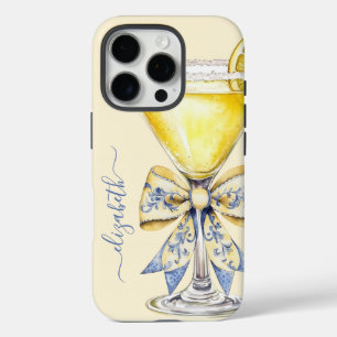 Funda iPhone 16 Pro Elegante Monograma de Martini de Limón