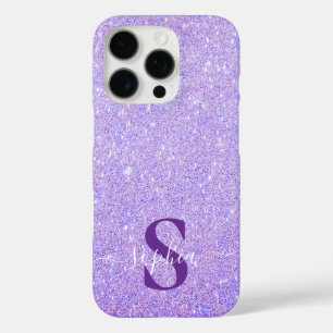 Funda iPhone 16 Pro Elegante monograma de nombre con brillo