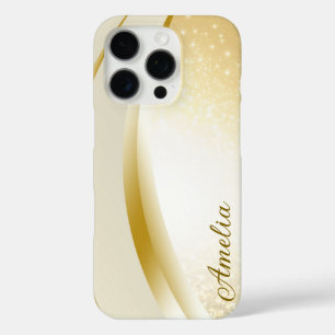 Funda iPhone 16 Pro Elegante monograma de nombre con brillo