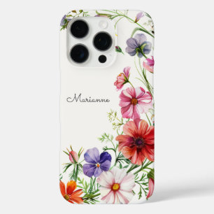 Funda iPhone 16 Pro Elegante nombre floral personalizado