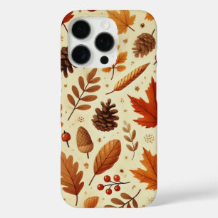 Funda iPhone 16 Pro Elegante patrón de otoño