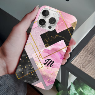 Funda iPhone 16 Pro Elegante Purpurina de imitación negra grisácea