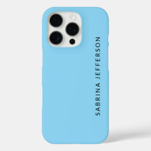 Funda iPhone 16 Pro Elegante único llano simple bebé azul Minimalista
