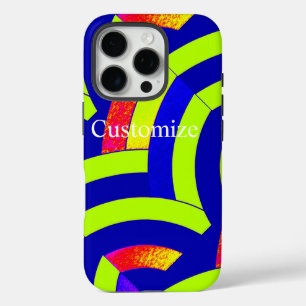 Funda iPhone 16 Pro elegantes chevrón modernos de lima/azul marino