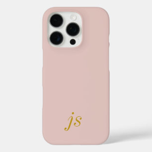 Funda iPhone 16 Pro Elegantes Iniciales de Monograma Modernas en Rosa 